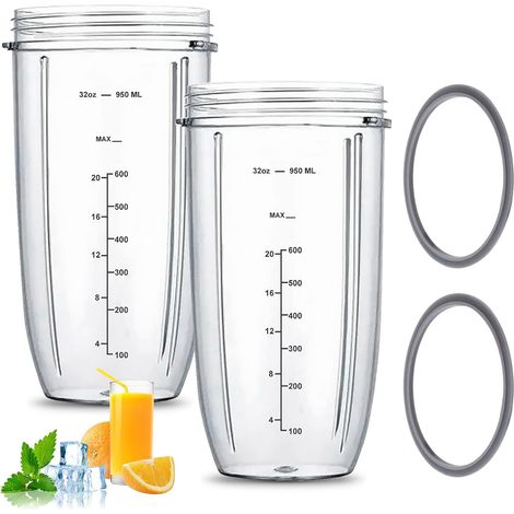 2 Pièces Tasse De Remplacement, 950ml Gobelets De Rechange Pour Blender, Tasse De Rechange, Blender Spare Glass Blender Pour Nutribullet (1/5)