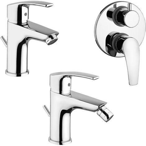 Set miscelatori lavabo bidet e doccia a due vie cromato New Berry di Paini Rubinetterie (1/5)