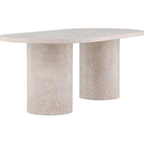 Table à manger 8 personnes ovale effet marbre - Beige - Narvik