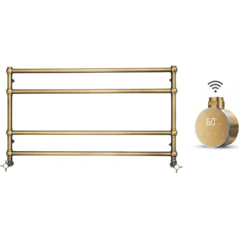 Sèche-serviettes électrique - Avec thermostat connecté - WAME - 120 x 53 cm - Laiton Brossé - 300W