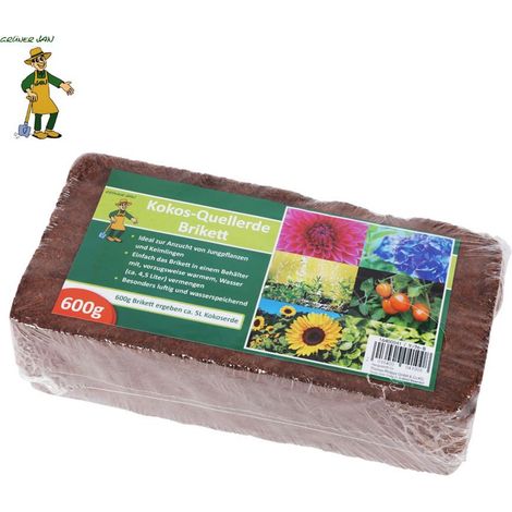 Kokos-Quellerde-Brikett Kokoserde Aussaaterde Blumenerde Pflanzenerde 600g ca.5L