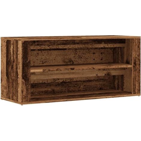 Tabouret à chaussures, bois vieilli, 100x35x45 cm, bois d'ingénierie. (1/5)