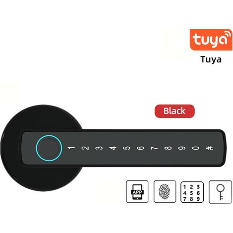 Intelligentes Fingerabdruckschloss für Innentüren, schlüsselloses elektronisches Entriegeln mit App-Fernsteuerung, 5 Öffnungsmethoden (Fingerabdruck/Code/Karte/Schlüssel/App), Alexa-kompatibel für Zuh