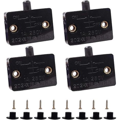 4 Stück Schranktürschalter, Schranklampenschalter, Schubladen öffnen beim Schließen der Tür, geeignet für 12 V, 24 V und 110 V