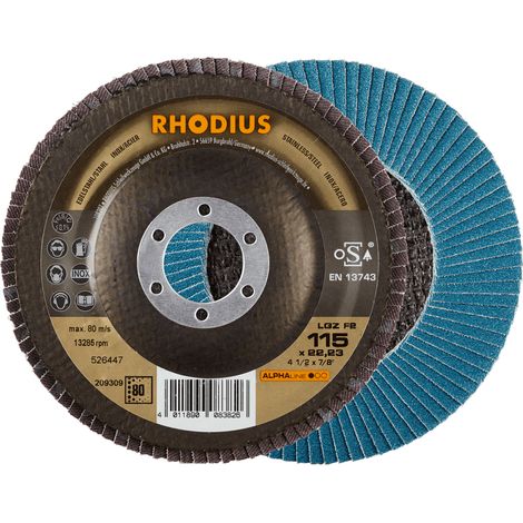 RHODIUS LGZ F2, 10 Stück, 115 mm, Korn 80, Fächerschleifscheibe (1/3)