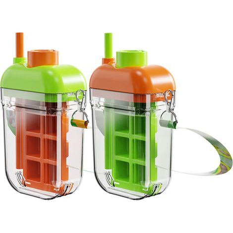 de 2 bacs à glaçons portables en 1 avec paille et cordon pour (1/5)