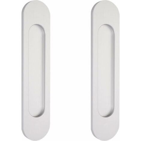 2 poignées de porte coulissantes ovales argentées de 15 cm autocollantes, poignées de porte affleurantes en aluminium, pour portes de grange coulissantes, fenêtres et placards sans perçage (1/5)
