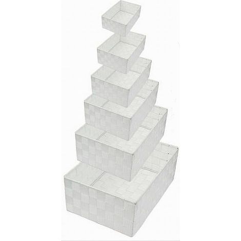 Cleafe - Set 6pz Scatola In Tessuto Organizer Armadio Scaffali Porta Oggetti Bianco 79067 - (1/4)