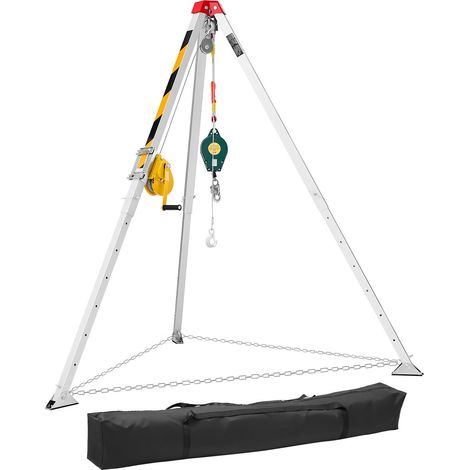 Tripode Levage avec Treuil 544 kg Trépied Sauvetage Espace Confiné Tripode Égouts pour Manutention Matériaux et Évacuation Personnel, Pieds Réglables 1,34-2,15 m Câble 30 m Protection Antichute (1/5)