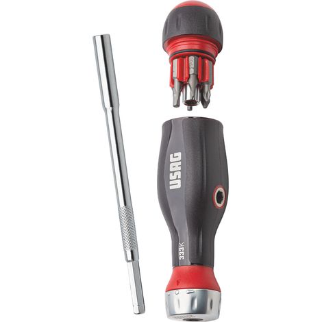 Tournevis Combidrive USAG 333 K/SH8 6 embouts 1/4" Cliquet intégré
