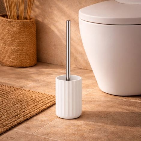 Exagonshop Portascopino wc da appoggio in tpr bianco
