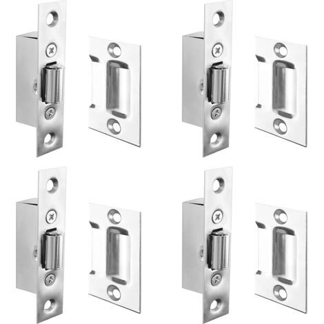 Loquet à rouleau silencieux, loquet à boule robuste avec gâche pour porte de placard (noir)