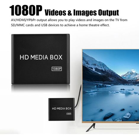 Lecteur multimédia stéréo surround 1080p avec sortie AV/YPrPb/HDMI - Prise américaine (1/5)