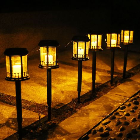 Lot de 6 lampes solaires de jardin étanches en plastique LED à encastrer pour allée, jardin, terrasse ou cour. (1/5)