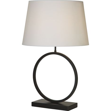 Searchlight Elegant Lampe de table, noir mat, abat-jour blanc, 1 x E27 (1/5)