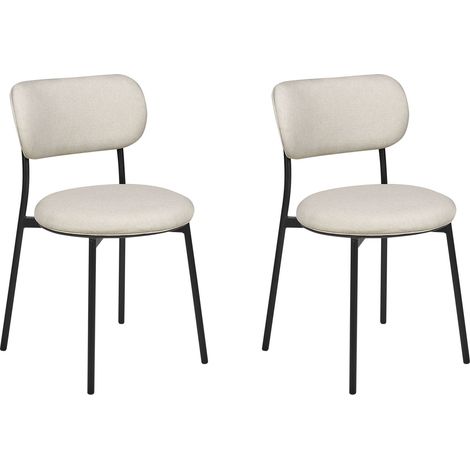 Set di 2 sedie senza braccioli Sedute imbottite Gambe in metallo per sala da pranzo cucina Beige Casey