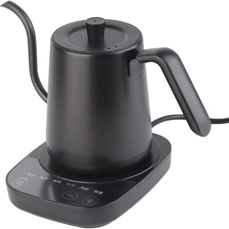 Stainless steel gooseneck electric kettle for slow brewing tea and coffee, automatic temperature control, insulated, ideal for office and home, black, CN 220 (1/5)