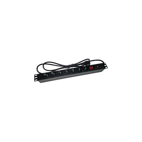 Regleta de alimentación para rack de 19 pulgadas, PDU, 7 tomas CEE 7/5, enchufe CEE 7/7 con interruptor y protección. (1/3)