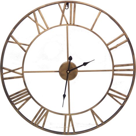 Metall-Wanduhr 60cm Bronze Küchenuhr Wohnzimmeruhr Retro Vintage Antik Quartzuhr