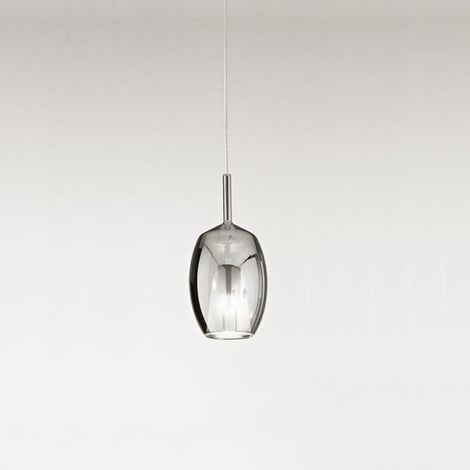 Suspension En Verre Borosilicate Fumé Miroir Avec Câblage E27 Inclus, Diamètre 17 Cm, Hauteur 36,5 Cm, Câble 300 Cm - Perenz, Design Moderne. (1/2)