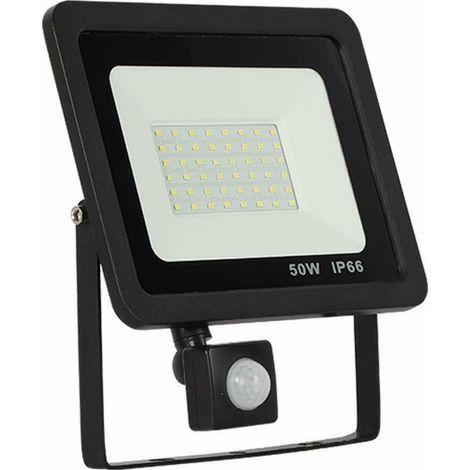 Faro LED 50W Faretto Slim Con Sensore Movimento PIR luce fredda 6000k IP66