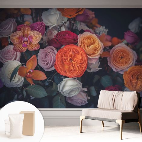 Carta Da Parati Con Design Moderno - Per Rinnovamento Rapido - Non-Woven - Per Interni Moderni Bouquet colorato 312x219 cm (1/5)