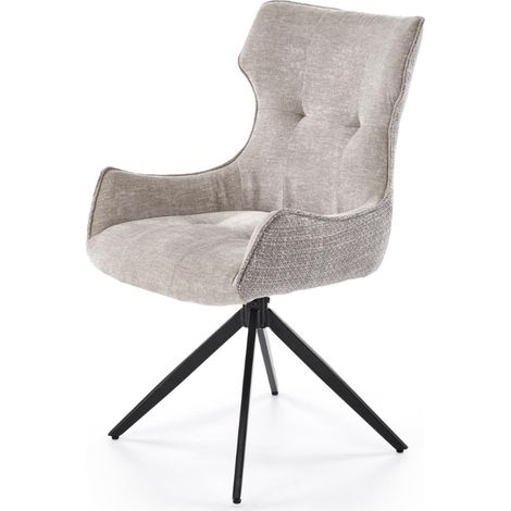 Chaise design en tissu gris - pieds métal 4 branches BEATRIX (1/5)