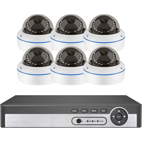 Sistema de cámara de seguridad tipo domo, resolución de 5MP, entrada de video de 8 canales, NVR de 8 canales, 6 cámaras, 4T (1/2)