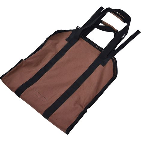 Sac de transport de bois en toile Oxford marron, grand volume 2-en-1 sac de rangement pour jardin, poche à bûches extérieur, housse de stockage de bois de chauffage (1/5)
