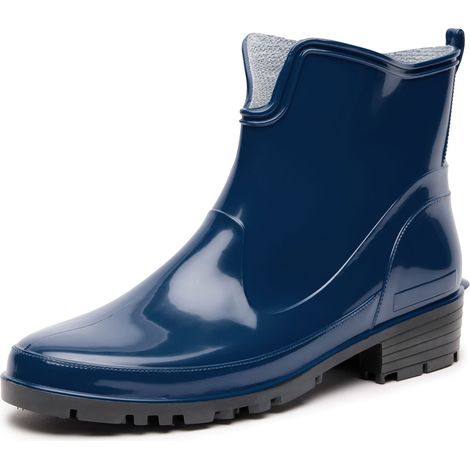 Ladeheid Bottes en Caoutchouc pour Femmes Courtes Bottines Imperméables Bottes de Pluie Élégantes et Confortables LA-930 (Bleu Foncé, 36 EU)