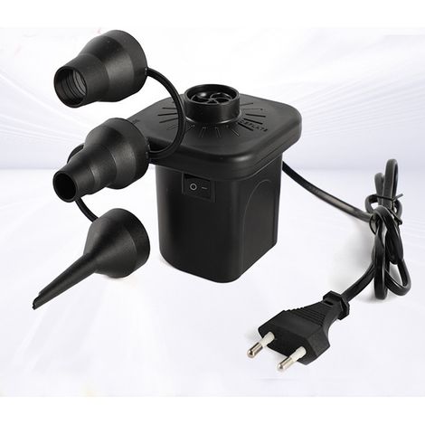 Elektrische aufblasbare Luftpumpe, 220–240 V, Outdoor-Camping-Luftpumpe mit 3 Düsen, für Luftbetten, Boote, Luftmatratzen, Sofas und Pool-Schwimmhilfen (1/5)