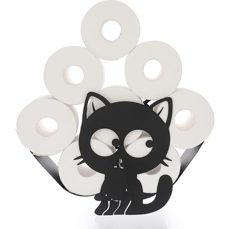 Beijiyi – Support de rouleau de papier toilette en métal – Design chaton décoratif – Capacité jusqu'à 8 rouleaux – Antirouille et anticorrosion (1/5)
