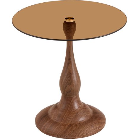 Tavolino rotondo in vetro temperato marrone, 50 cm, moderno, base stabile (1/5)