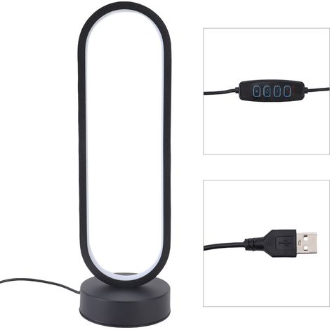 Lampada da tavolo ovale a LED in alluminio, 3 colori, dimmerabile, decorativa, moderna, luce notturna per comodino, camera da letto, soggiorno o ufficio. (1/5)