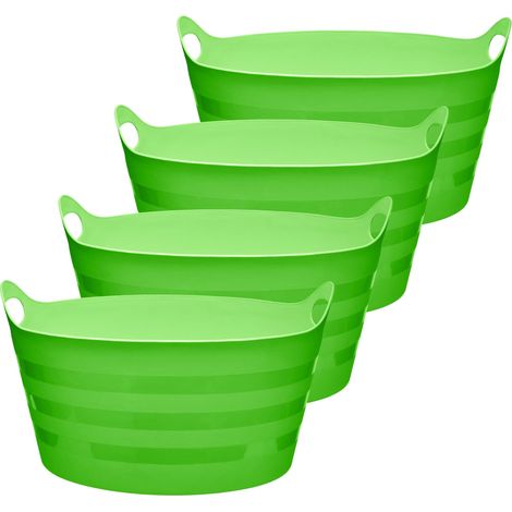 Garronda Flexibler Kunststoffkübel 4-Pack 15 L für Garten Bau Haushalt und Transport robuster Universalbehälter mit Griffen GD-0183 Grün
