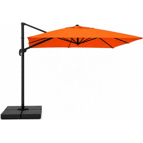 Sombrilla rectangular de 3 x 4 m, con brazo lateral y giratoria, color naranja, de aluminio CEZIR
