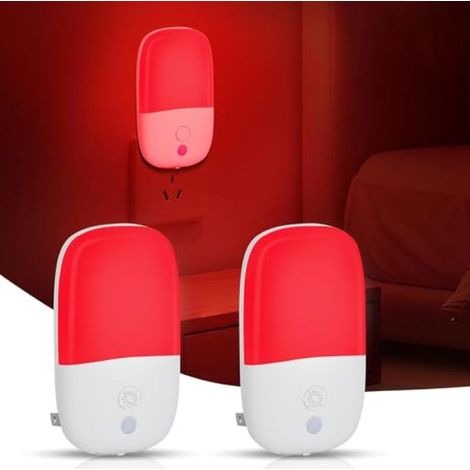 Veilleuse rouge à intensité variable 670 nm pour favoriser le sommeil, relaxation cérébrale profonde 3 en 1, lumière rouge, norme américaine, lot de 2 (1/5)