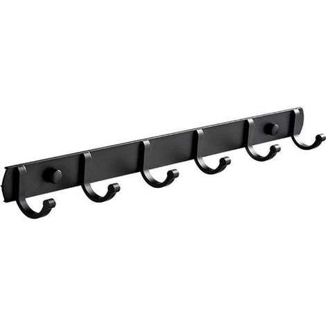 Perchero de pared de 6 ganchos, perchas para ropa, perchas para abrigos, perchero colgante, Perchero de pared industrial, Toallero, 45 cm, Negro (1/5)