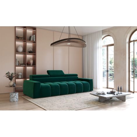 Bigsofa Couchgarnitur DARCY Megasofa in Stoff Salvador Flaschengrün (1/3)