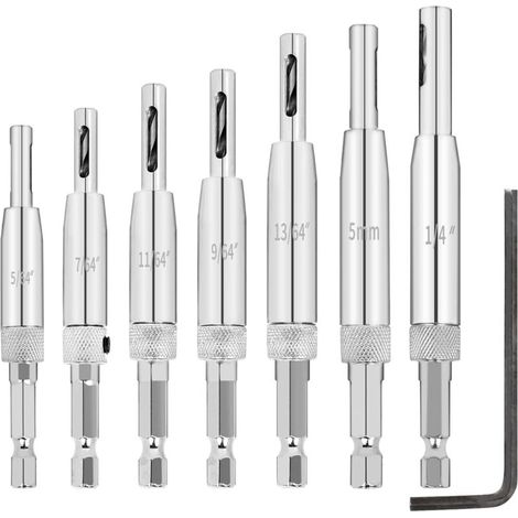 Hinge Drill Bit Set, 8 Pieces HSS Self-Centering Steel Drill Bits, for Hinges and Drawer Slides (1/5)