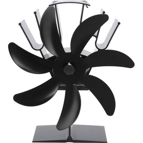 7 Blade Heat Powered Stove Fan Aluminum Alloy Thermoelectric Fireplace Fans for Wood Log Burners Fireplace Black