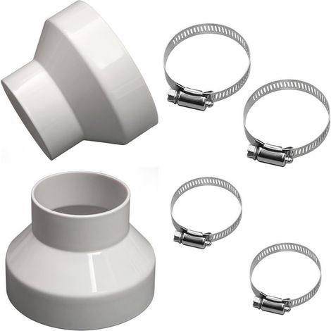 2 Pièces Adaptateur de Tuyau D'évacuation de 100 mm à 75 mm, Tuyau pour Hotte Raccord, Réducteur Rond Universel pour Systèmes de Ventilation, Idéal pour Votre Système de Ventilation Domestique. (1/5)