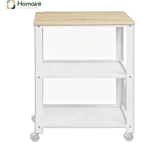 Desserte de cuisine en métal blanc avec rangement 60 x 40 x 76 cm HOMAIRE (1/5)
