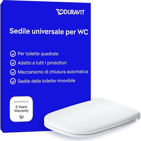 Duravit Sedile Univavo, sedile wc universale ovale, Sedile della toilette con doppio meccanismo a chiusura rallentata, tavoletta wc Sgancio rapido per una facile installazione, prodotto in UE, Bianco (1/5)