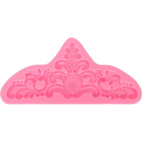 Vintage-Silikonform mit europäischem Blumenmuster, für Fondant, Schokolade, DIY-Kuchen, rosa (1/5)