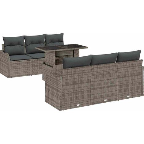 Maison Exclusive - Set Divano da Giardino 7 pcs Grigio Rattan in Polipropilene