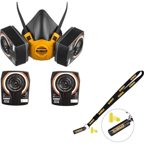 Dewalt Half Mask Respirator Face Mask Large + Extra A2P3 Filters + Ear Plugs (1/5)