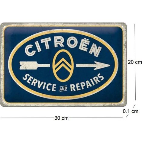Plaque décorative en métal en relief 30 x 20 cm Citroën - Service (1/2)
