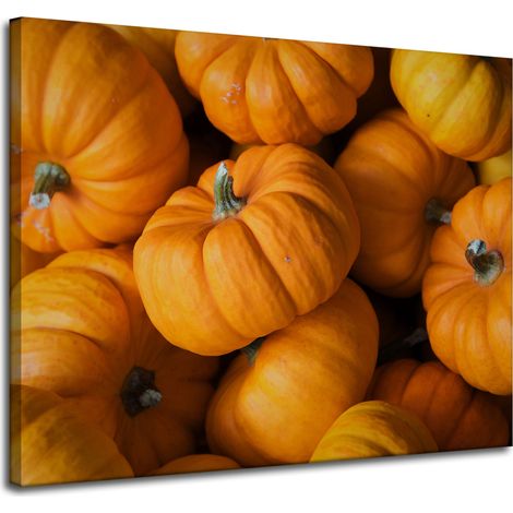 Leinwanddruck „Herbstliche Kürbisse für die Küche“, 100 x 80 cm