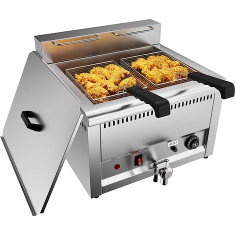 Friteuse Electrique Commerciale de 22L Avec Panier à Frites en Acier Inoxydable et Couvercle, Friteuse de Cuisine à Frire, 5000 W, Sans Prise (1/5)